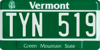 VT license plate TYN519