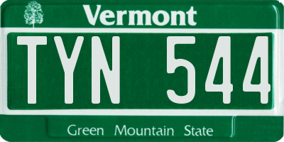 VT license plate TYN544