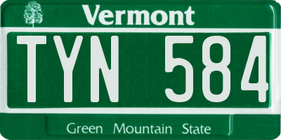 VT license plate TYN584