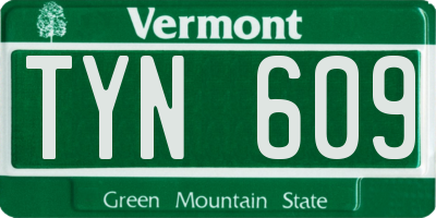 VT license plate TYN609