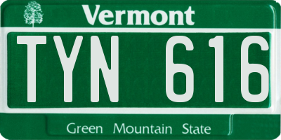 VT license plate TYN616