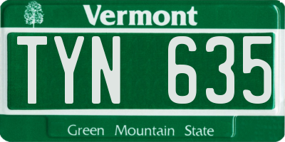 VT license plate TYN635