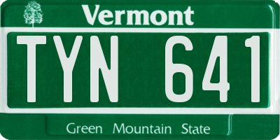 VT license plate TYN641