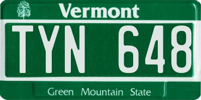 VT license plate TYN648