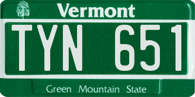 VT license plate TYN651