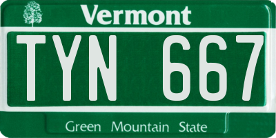 VT license plate TYN667