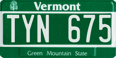 VT license plate TYN675