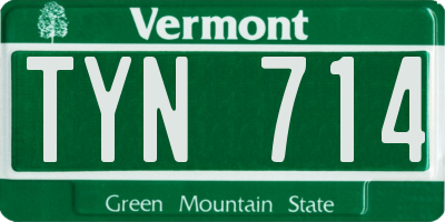 VT license plate TYN714