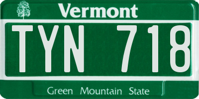 VT license plate TYN718
