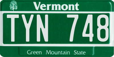 VT license plate TYN748