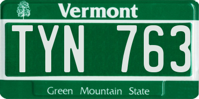 VT license plate TYN763