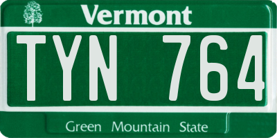 VT license plate TYN764