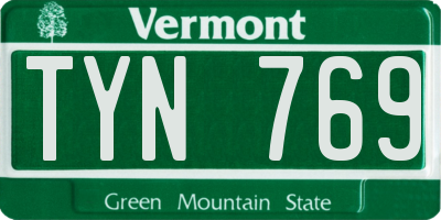 VT license plate TYN769