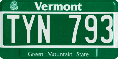 VT license plate TYN793