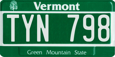 VT license plate TYN798
