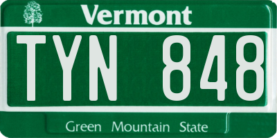 VT license plate TYN848