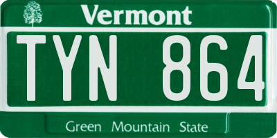 VT license plate TYN864