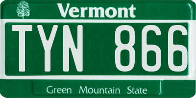 VT license plate TYN866