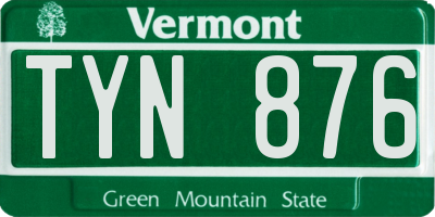 VT license plate TYN876