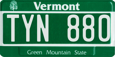 VT license plate TYN880