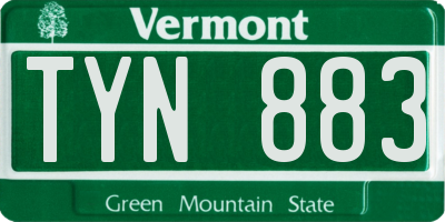 VT license plate TYN883