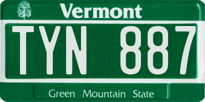 VT license plate TYN887