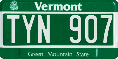 VT license plate TYN907