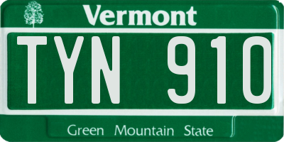 VT license plate TYN910