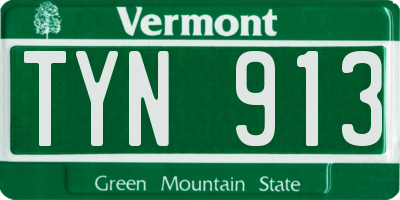 VT license plate TYN913