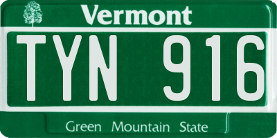 VT license plate TYN916