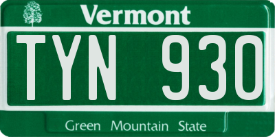VT license plate TYN930