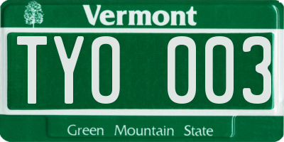 VT license plate TYO003