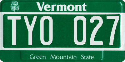 VT license plate TYO027