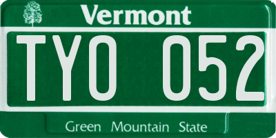 VT license plate TYO052