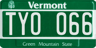 VT license plate TYO066
