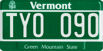 VT license plate TYO090
