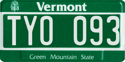 VT license plate TYO093