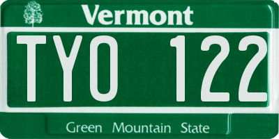 VT license plate TYO122