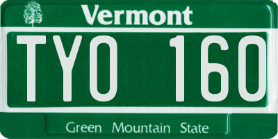 VT license plate TYO160