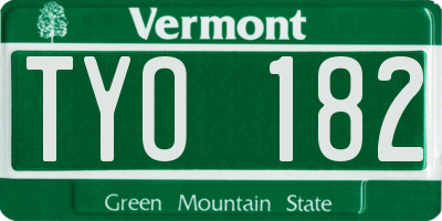 VT license plate TYO182