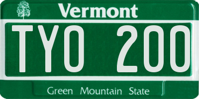 VT license plate TYO200