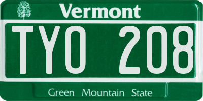 VT license plate TYO208