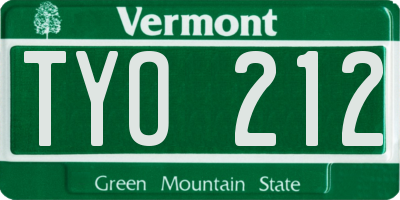 VT license plate TYO212