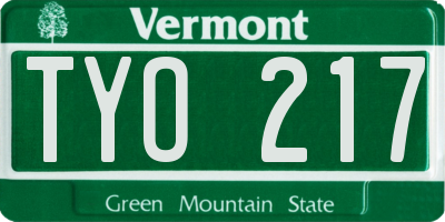 VT license plate TYO217