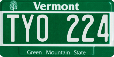VT license plate TYO224