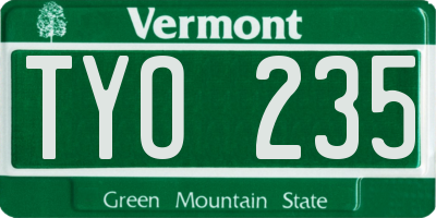 VT license plate TYO235