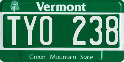 VT license plate TYO238