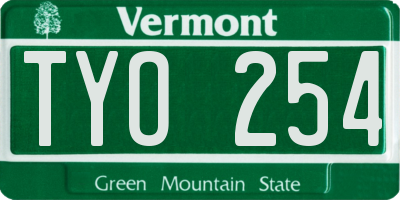 VT license plate TYO254