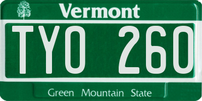 VT license plate TYO260