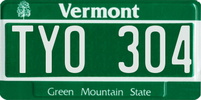 VT license plate TYO304